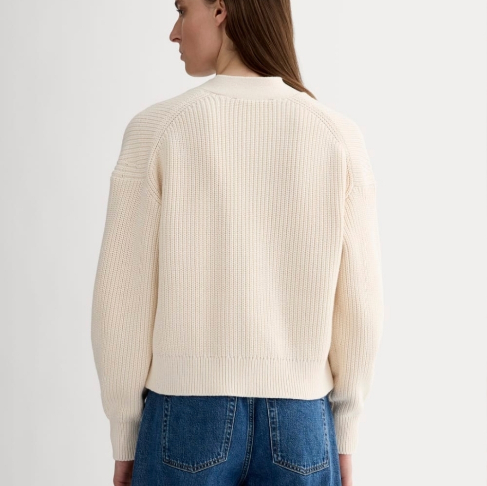 Everlane The Boxy Cardigan Everyday Cable Chunky Knit Organic Cotton In Canvas - Picture 4 of 16